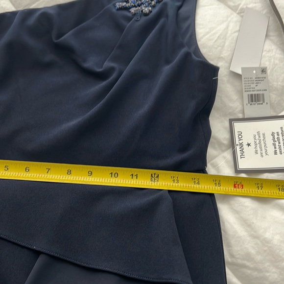 PAPELL STUDIO Beaded Knit Crepe Gown Navy Sz 6P - Picture 8 of 16